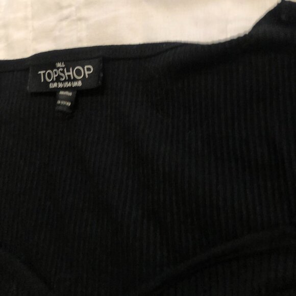 3/$25 ❥ Topshop 3/4 Length Sweetheart Neckline Tee Black Lightweight Crop Size 4 - Picture 4 of 4